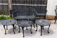 Victorian Style Loveseats and Side Tables (3)