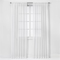 84"x54" Open Weave Sheer Window Curtain Panel Whit