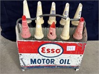 Esso Oil Stand with 10 Bottles