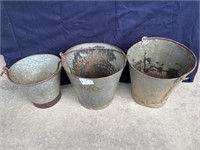 Three Riveted Steel Buckets