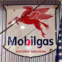 NO RESERVE - Mobilgas Shield sign 1200mm x 1120mm