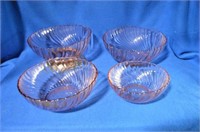 4 Piece Silver Plate French Glass Bowls