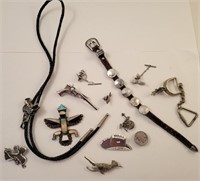 Assorted Non-marked Silver Western Pins & more