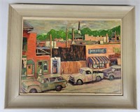 1963 Original Oil on Board of Downtown Sheridan