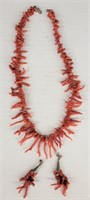 Red Coral Necklace & Matching Earrings