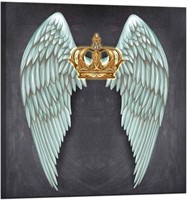 24"x24" Canvas Wall Art-Crown w/Angel Wings