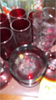 Red glass set  16 pieces
