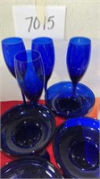 Blue steam glassware 
Set of  8