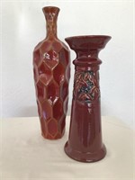 Pair of Ceramic Vase & Candle Holder