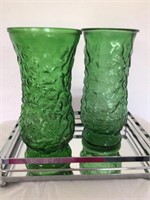 Vintage Green Glass Vases (1Hoosier)