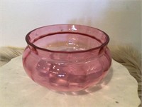 Vintage Swirled Cranberry Bowl