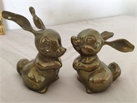 Set of vintage brass rabbits