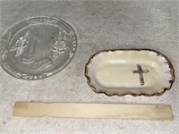 Praying Hands Glass Plate & Dish with Cross