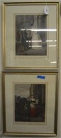 Framed Pair of Hand Colored Engravings