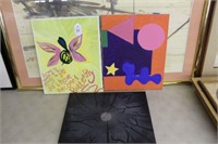 3 Unframed Paintings on Canvas