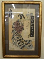 1 Framed Antique Japanese Woodblock