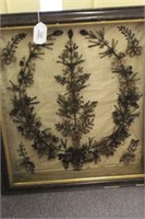 Framed Antique Human Hair Wreath