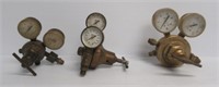 (3) Vintage Welding Equipment Brass Gauges. (2)