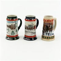 (3) 1990's Budweiser Clydesdale Holiday Beer Stein