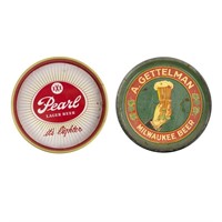 (2) 1930s A Gettelman 1940s Pearl Lager Metal Beer