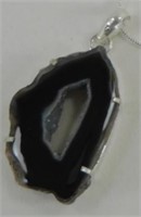 Agate Geode Slice 2.3" Pendant & Chain