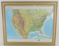 * Vintage 22"x18" Framed United States Map - Very
