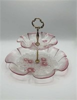 10" Pink Depression Glass Tidbit Tray