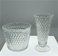Diamond Point Crystal Vase & Ice Bucket