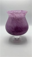10" Amethyst Art Glass Pedestal Vase
