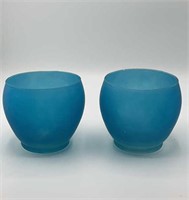 Pair Blue Cased Glass Vases