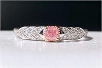 0.2ct Natural Pink Diamond Ring, 18k gold