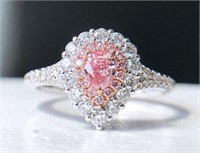 0.22ct Waterdrop Pink Diamond Ring, 18k gold