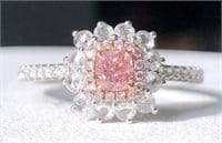 0.31ct Natural Pink Diamond Ring, 18k gold