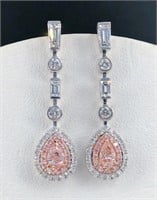0.4ct Natural Pink Diamond Eardrops, 18k gold