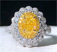 1ct Natural Yellow Diamond Ring, 18k gold