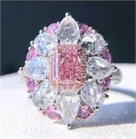 0.5ct Radiant Pink Diamond Ring, 18k gold