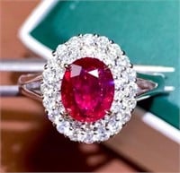 1.42ct Natural Pigeon Blood Ruby Ring, 18k gold