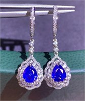 1.34ct Sapphire Drop Earrings in 18k Yellow Gold