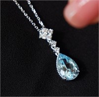 1.2ct Aquamarine Diamond Necklace, 18k gold