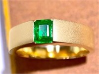 0.3ct Natural Emerald Ring, 18k gold