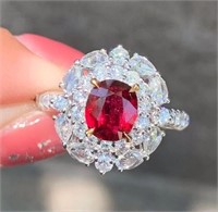 2.03ct Natural Pigeon Blood Ruby Ring, 18k gold