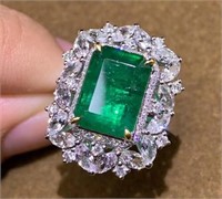 3.8ct Natural Emerald Ring, 18k gold