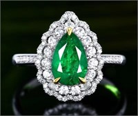 1.24ct Natural Emerald Ring, 18k Yellow Gold