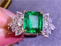 2.51ct Natural Emerald Ring, 18k Yellow Gold.