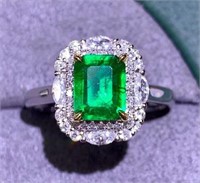 1.17ct Natural Emerald Ring, 18k gold