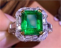 3.78ct Natural Emerald Ring, 18k gold
