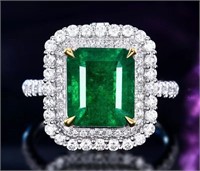 4.4ct Natural Emerald Ring, 18k gold