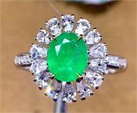 1.1ct Natural Emerald Ring, 18k gold