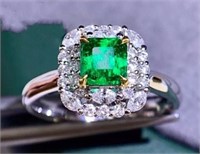 0.62ct Natural Emerald Ring, 18k gold