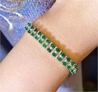5.71ct Emerald Bracelet in 18k Yellow Gold